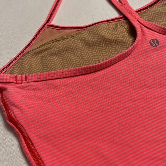 37. Lululemon Power Y Back Tank Top Coral Stripe - Picture 3 of 4